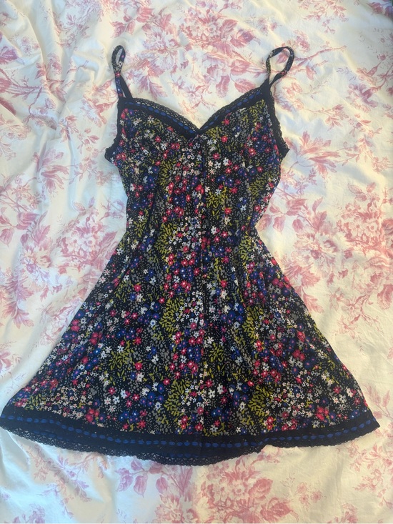La SENZA Other - La SENZA Black Floral Mini Dress with Pink, Blue & Green Print